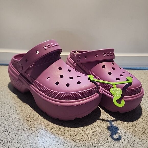 CROCS-Slingback Platform Stomp Clogs- Purple-W 10/M 8 Purple NEW - Picture 1 of 4